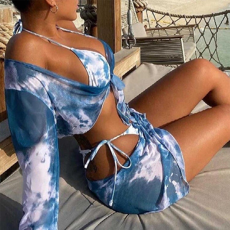 Zestaw bikini z modnym wzorem tie dye