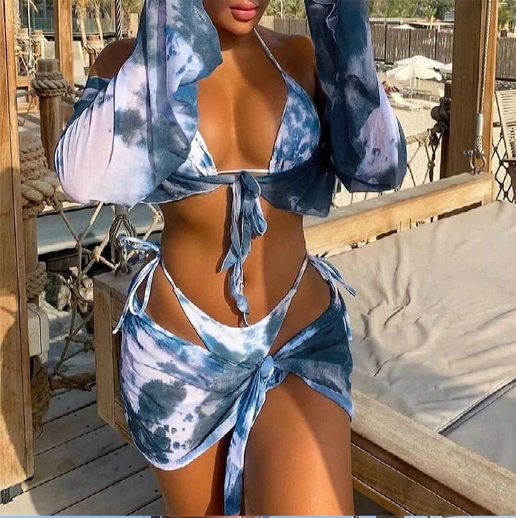 Zestaw bikini z modnym wzorem tie dye