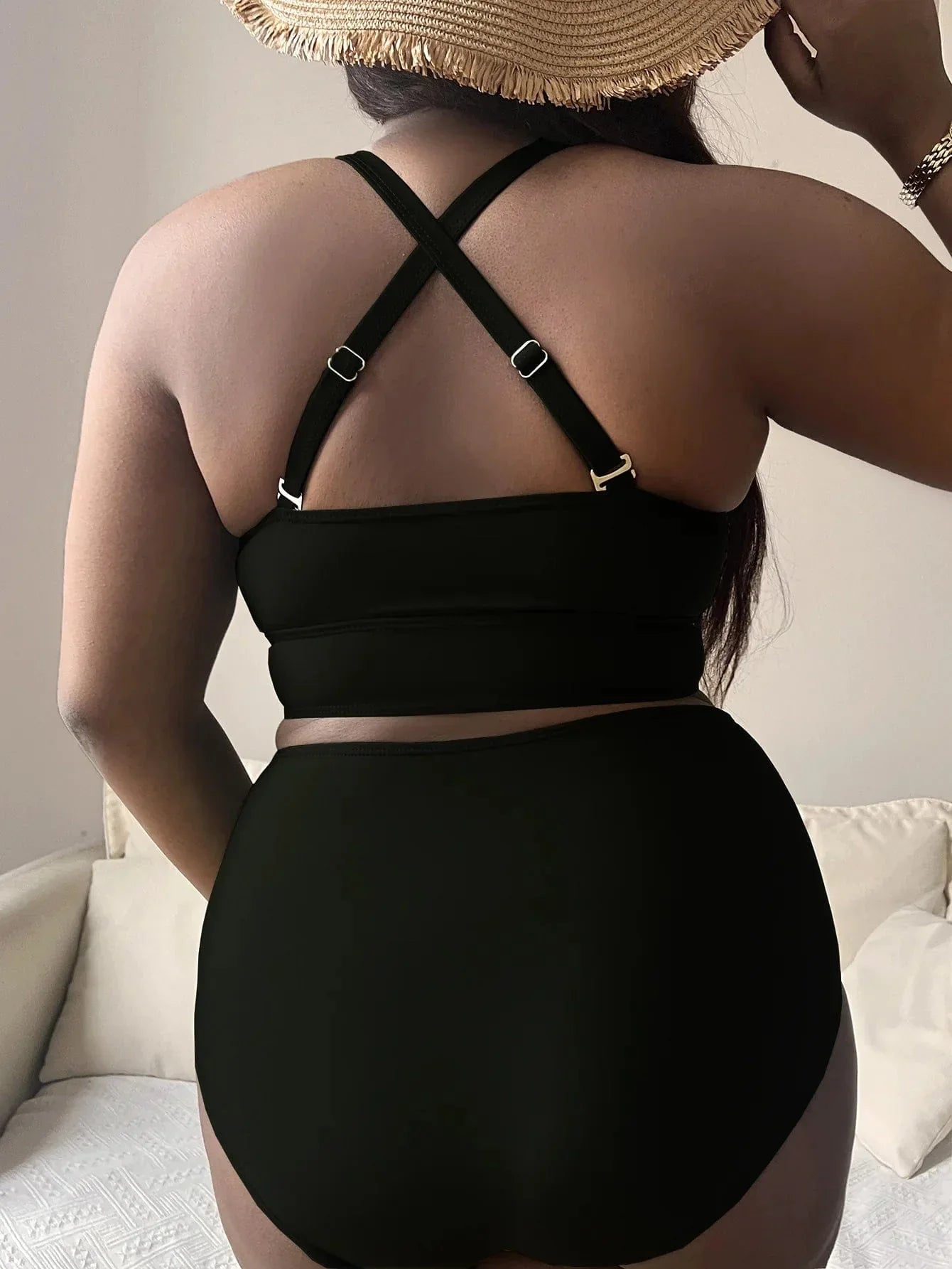 Dwuczęściowy strój kąpielowy plus size z regulowanymi ramiączkami