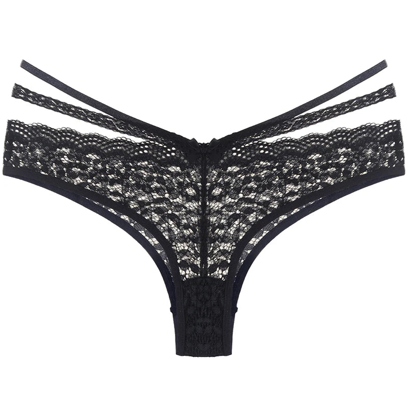 Koronkowe majtki z ozdobnymi paskami