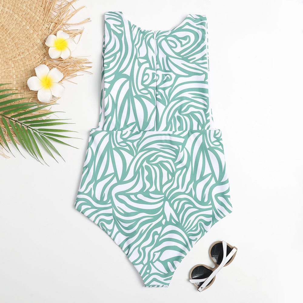 Jednoczęściowy strój kąpielowy z zapięciem na suwak z tyłu