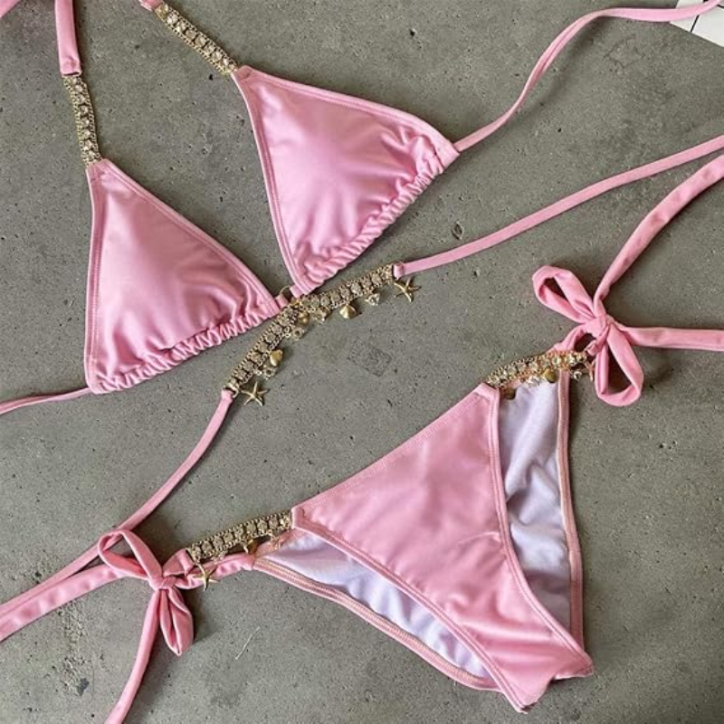 Dwuczęściowy strój kąpielowy bikini z zawieszkami
