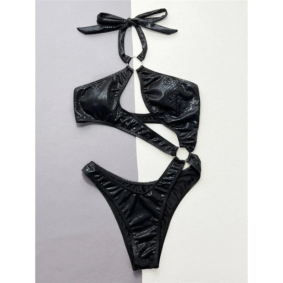 Monokini z motywem skóry węża