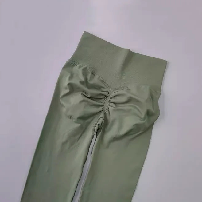 Marszczone sportowe legginsy bezszwowe z wysokim stanem