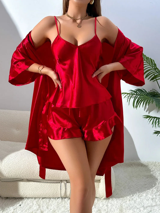 Komplet piżamowy z topem na delikatnych ramiączkach