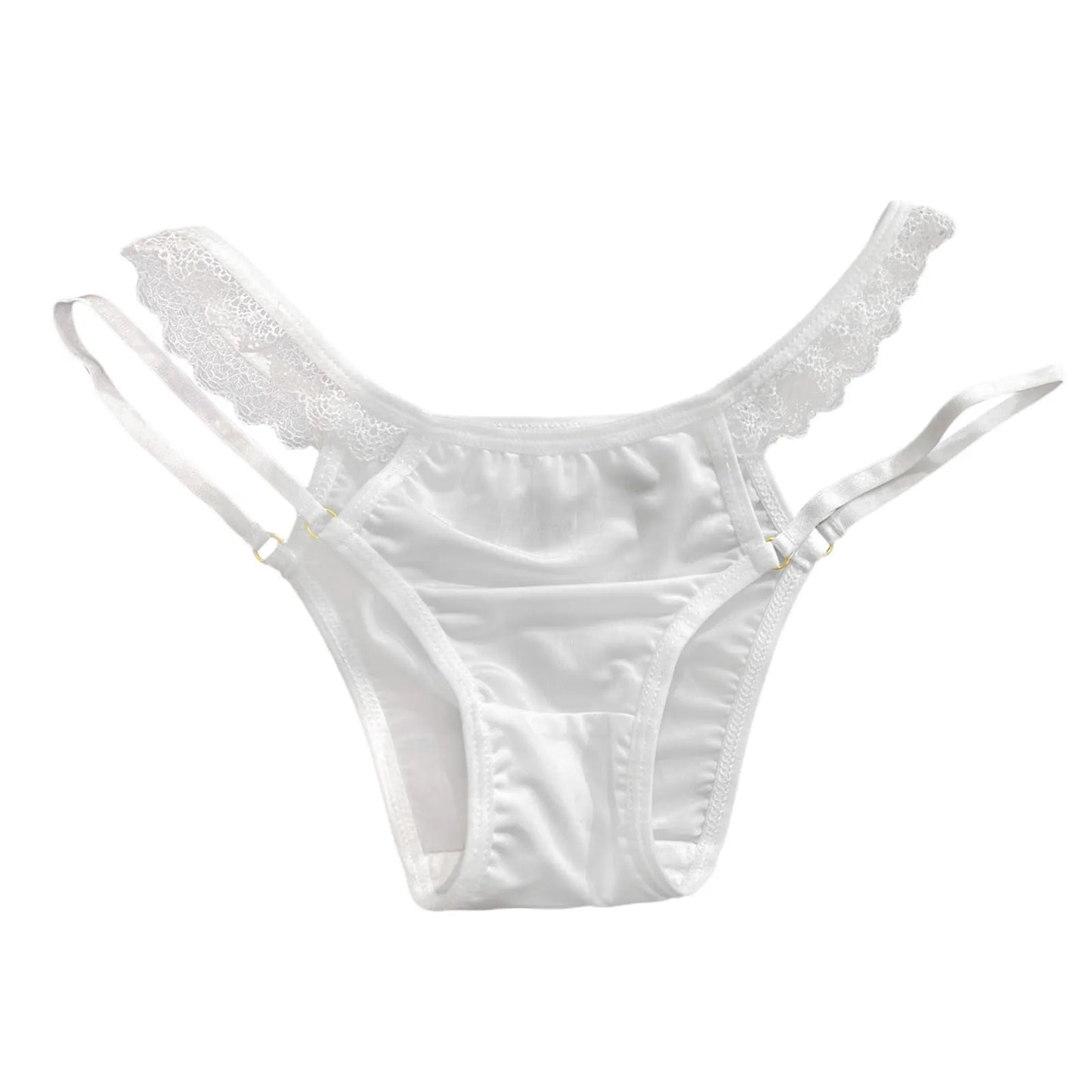 Figi damskie z seksownymi paskami i koronką