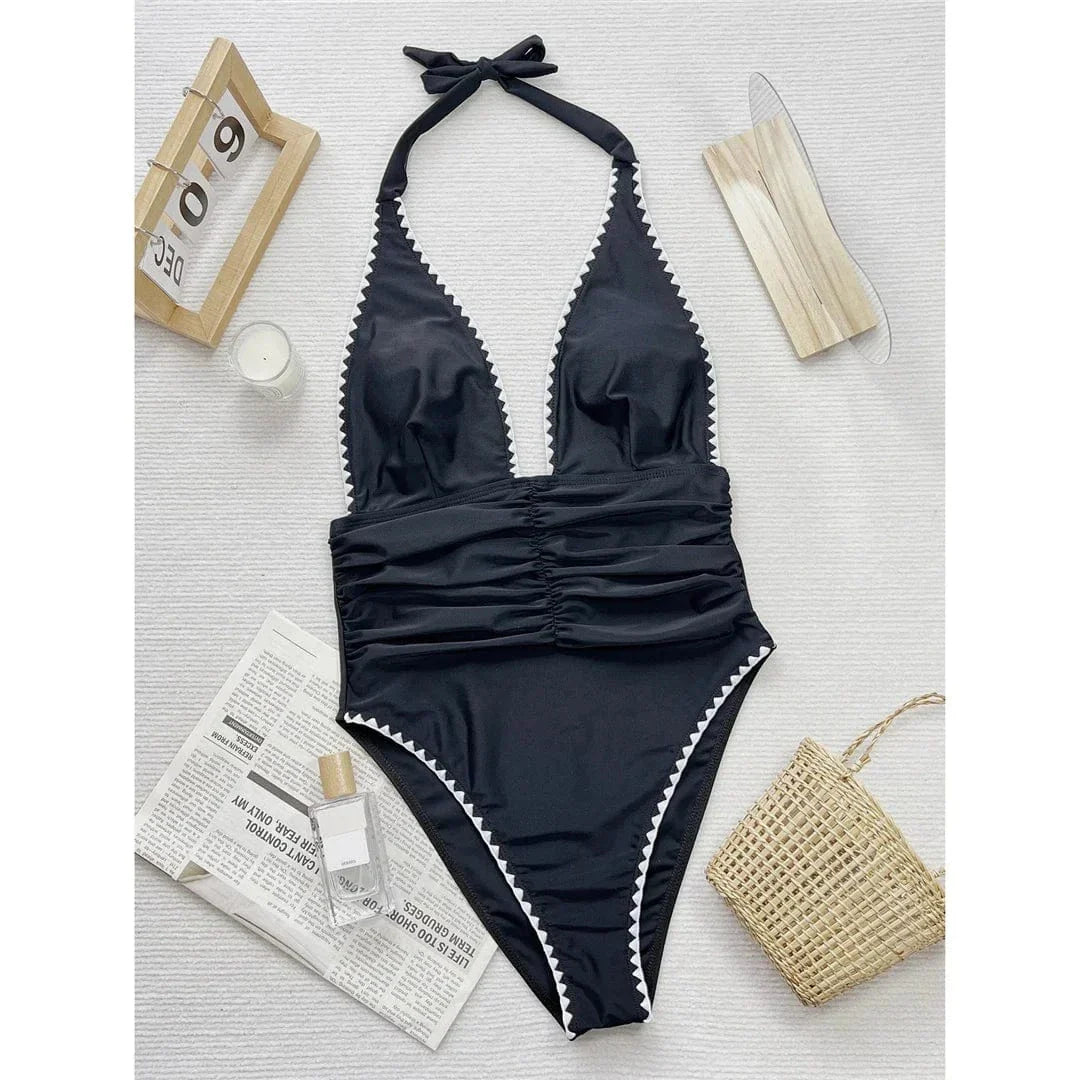 Stylowy monokini z głębokim dekoltem w kształcie litery V