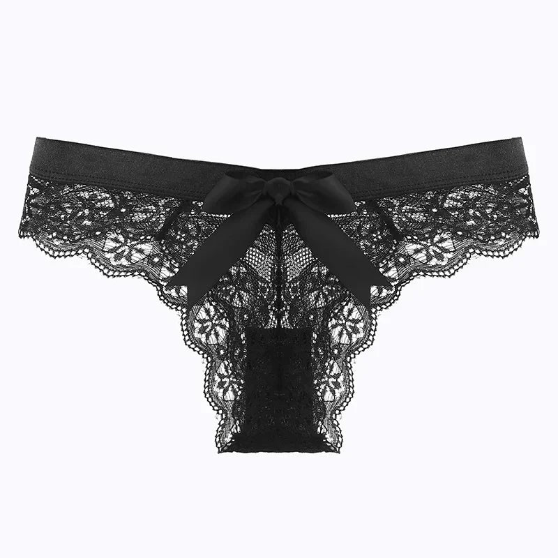 Koronkowe stringi z kokardką