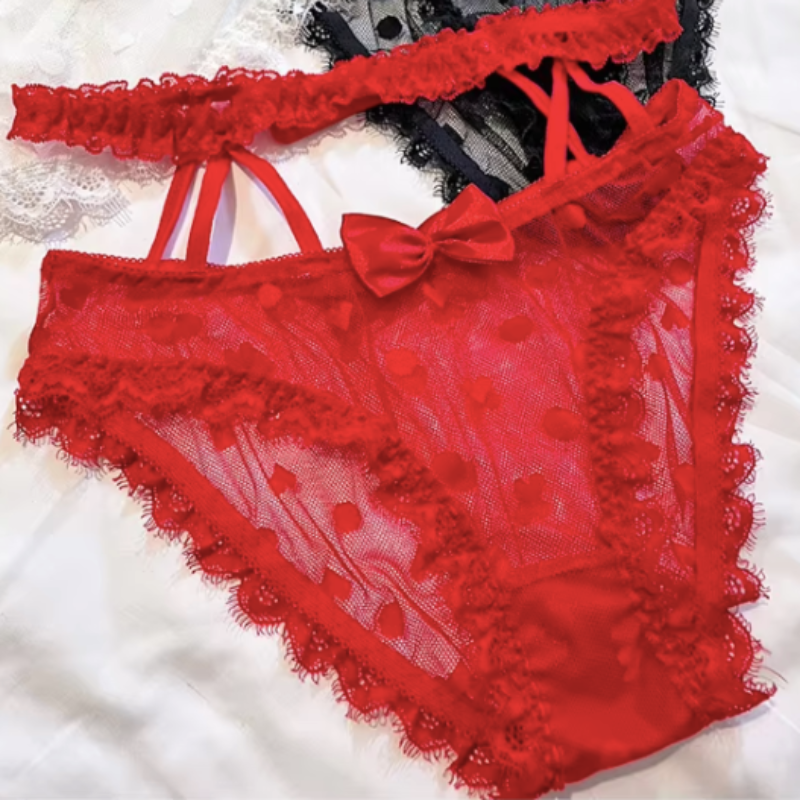 Majtki figi koronkowe z paskiem na talię