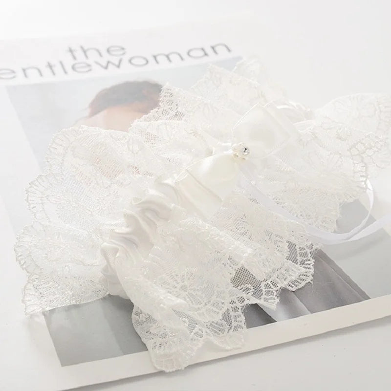 Biały Koronkowa podwiązka na udo