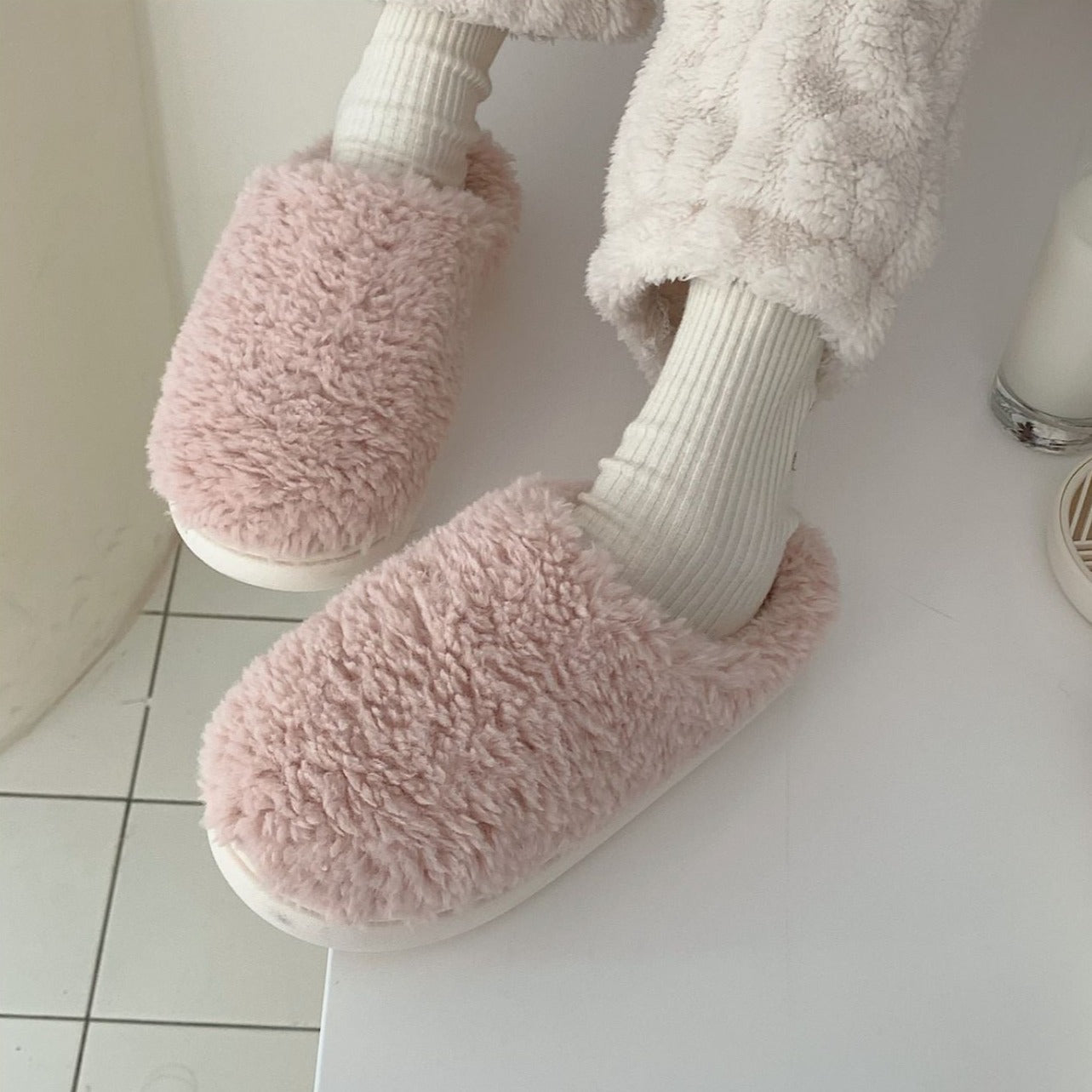 Ciepłe puchate kapcie