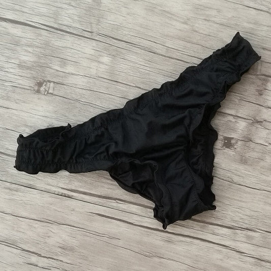 Czarne marszczone majtki kąpielowe - Czarny / XS