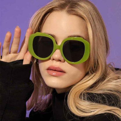 Damskie duże okulary przeciwsłoneczne z grubymi oprawkami - Zielony / Uniwersalny