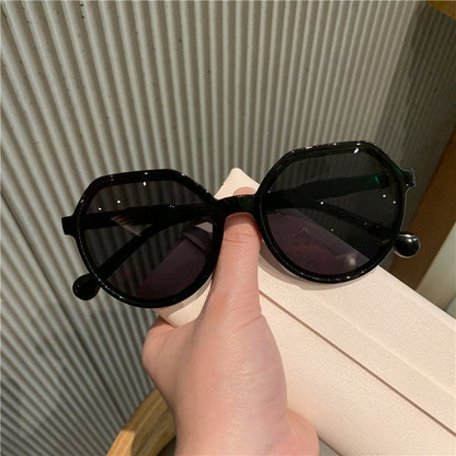 Damskie okrągłe okulary przeciwsłoneczne - Czarny / Uniwersalny