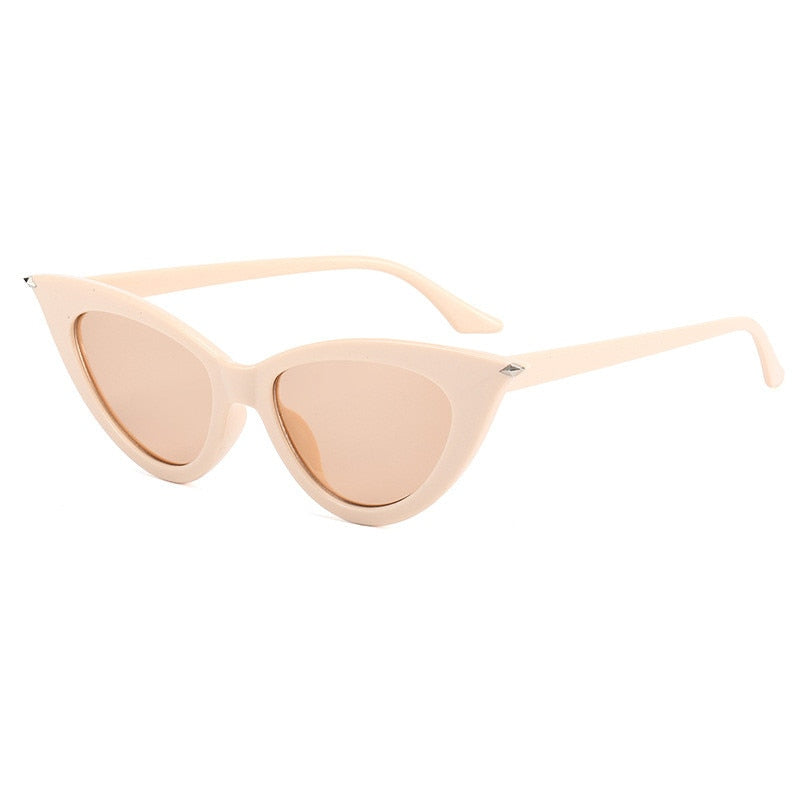 Damskie okulary przeciwsłoneczne kocie oko - Beżowy / Uniwersalny