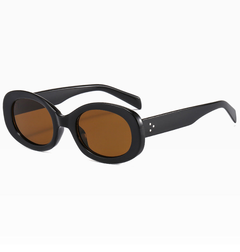 Damskie owalne okulary przeciwsłoneczne - Brązowy / Uniwersalny