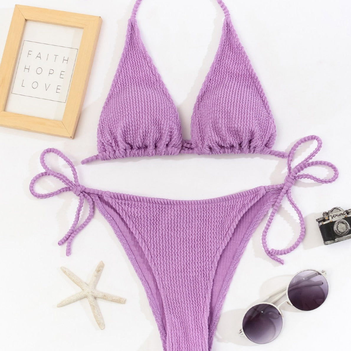Dwuczęściowy strój kąpielowy bikini w prążki