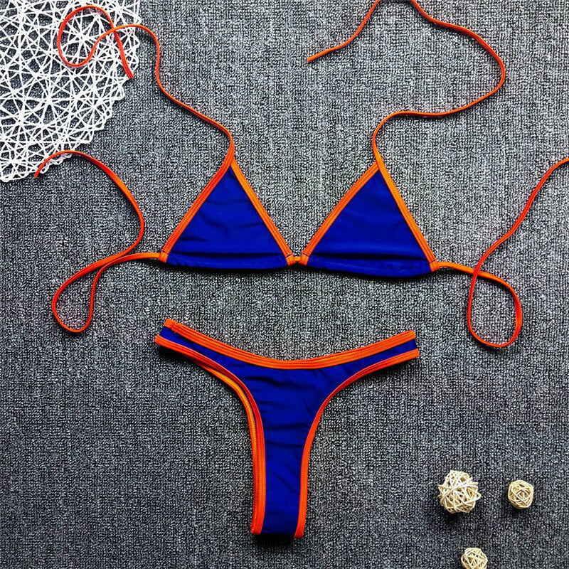 Dwuczęściowy strój kąpielowy mikro bikini w neonowych kolorach