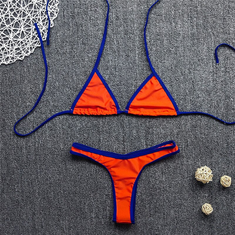 Dwuczęściowy strój kąpielowy mikro bikini w neonowych kolorach
