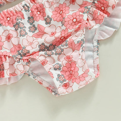 Dwuczęściowy strój kąpielowy w kwiaty dla dziewczynki