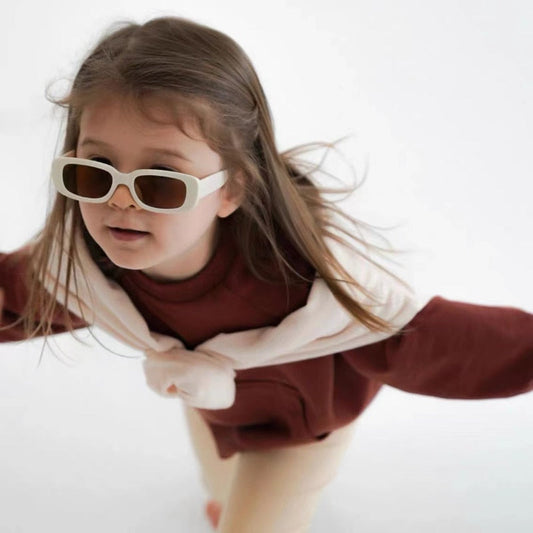 Dziecięce prostokątne okulary przeciwsłoneczne - Biały / Uniwersalny