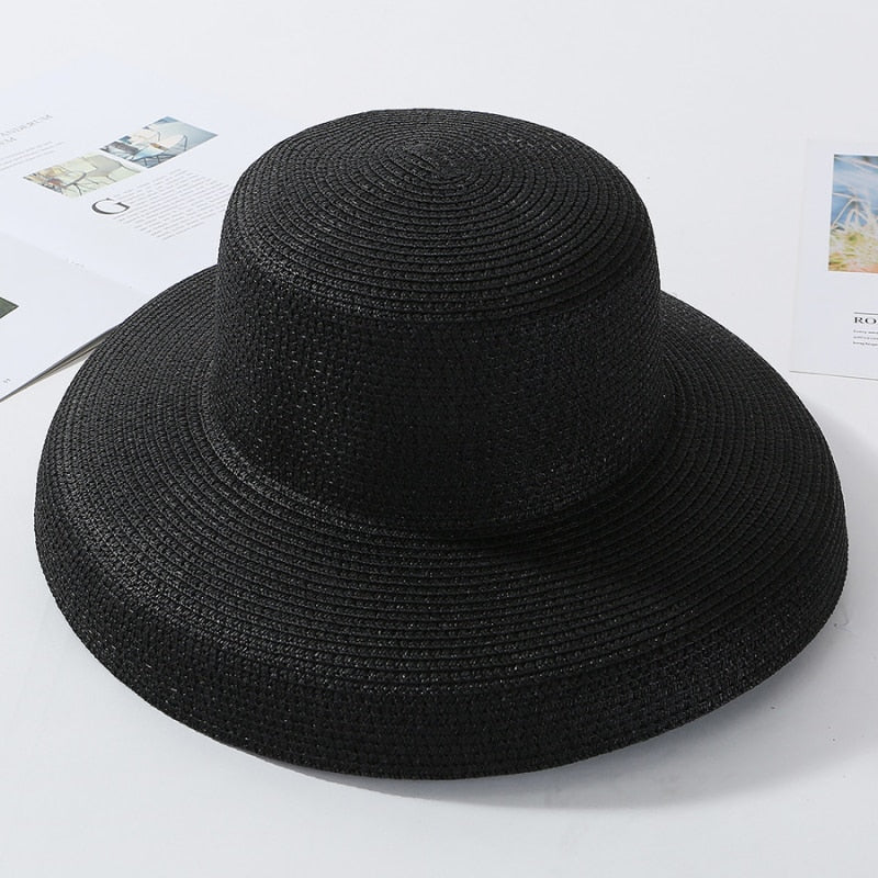 Elegancki pleciony kapelusz - Czarny / Uniwersalny