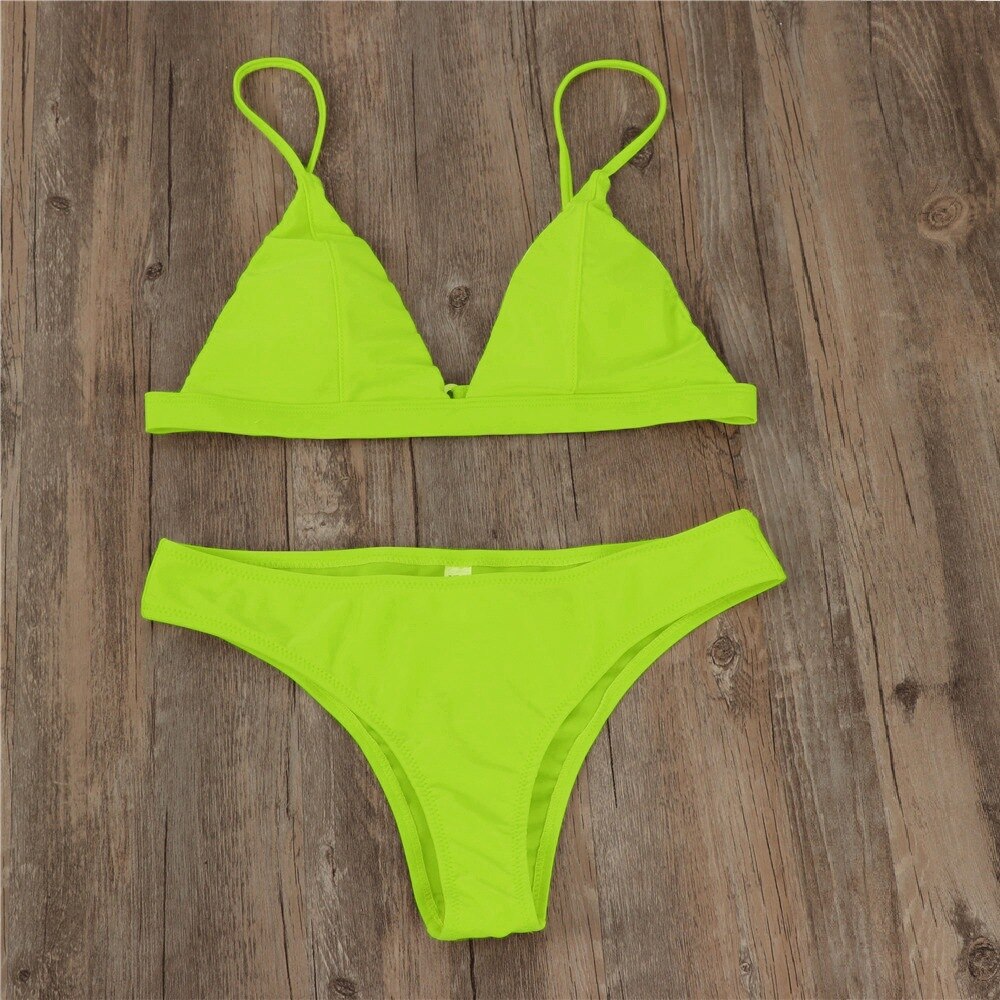 Gładki dwuczęściowy strój kąpielowy bikini w jednolitym kolorze