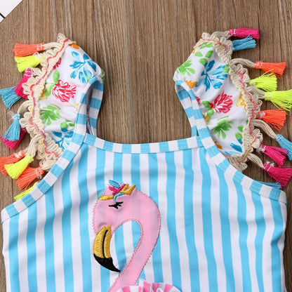 Jednoczęściowy strój kąpielowy z flamingiem dla dziewczynki