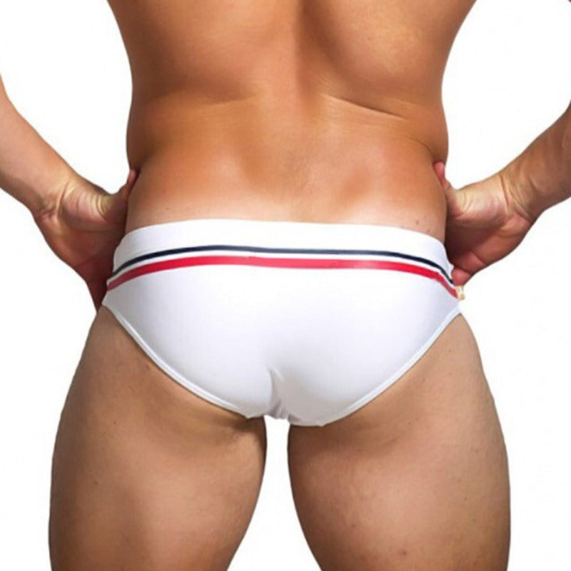 Kąpielówki męskie slipy w paski z wiązaniem