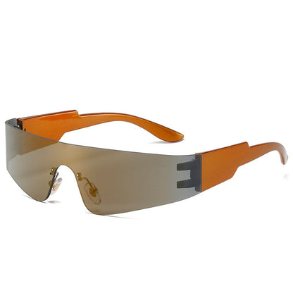 Lustrzane okulary przeciwsłoneczne w futurystycznym motywie - Pomarańczowy / Uniwersalny