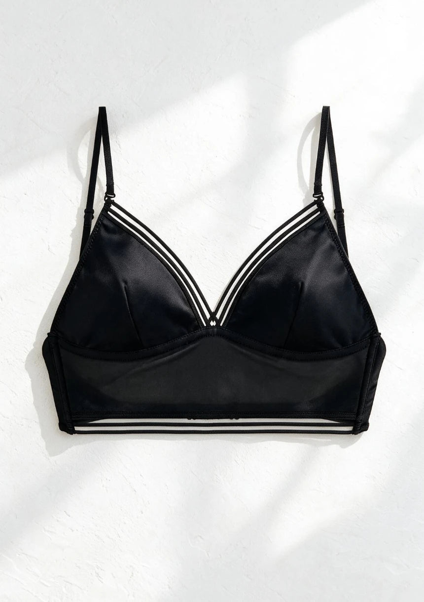 Biustonosz miękki bralette z ozdobnymi paskami