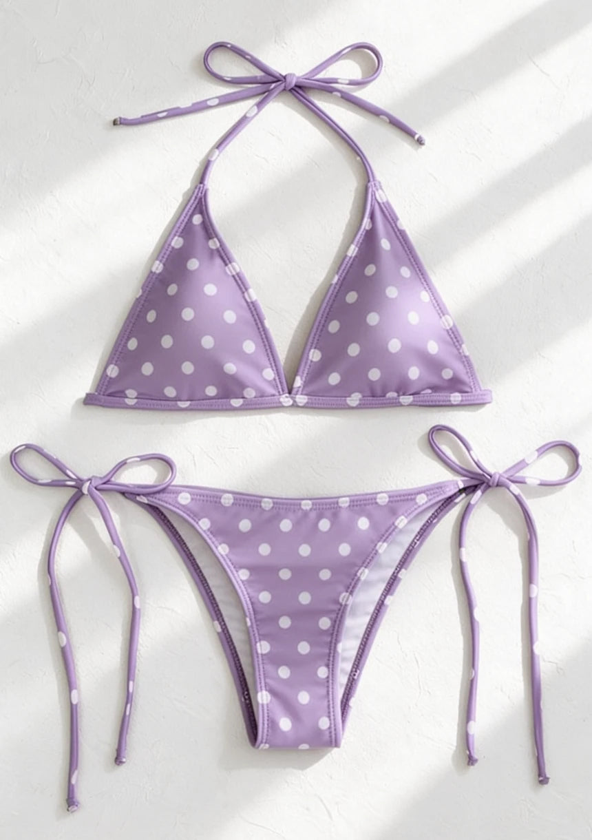 Dwuczęściowy strój kąpielowy bikini w kropki