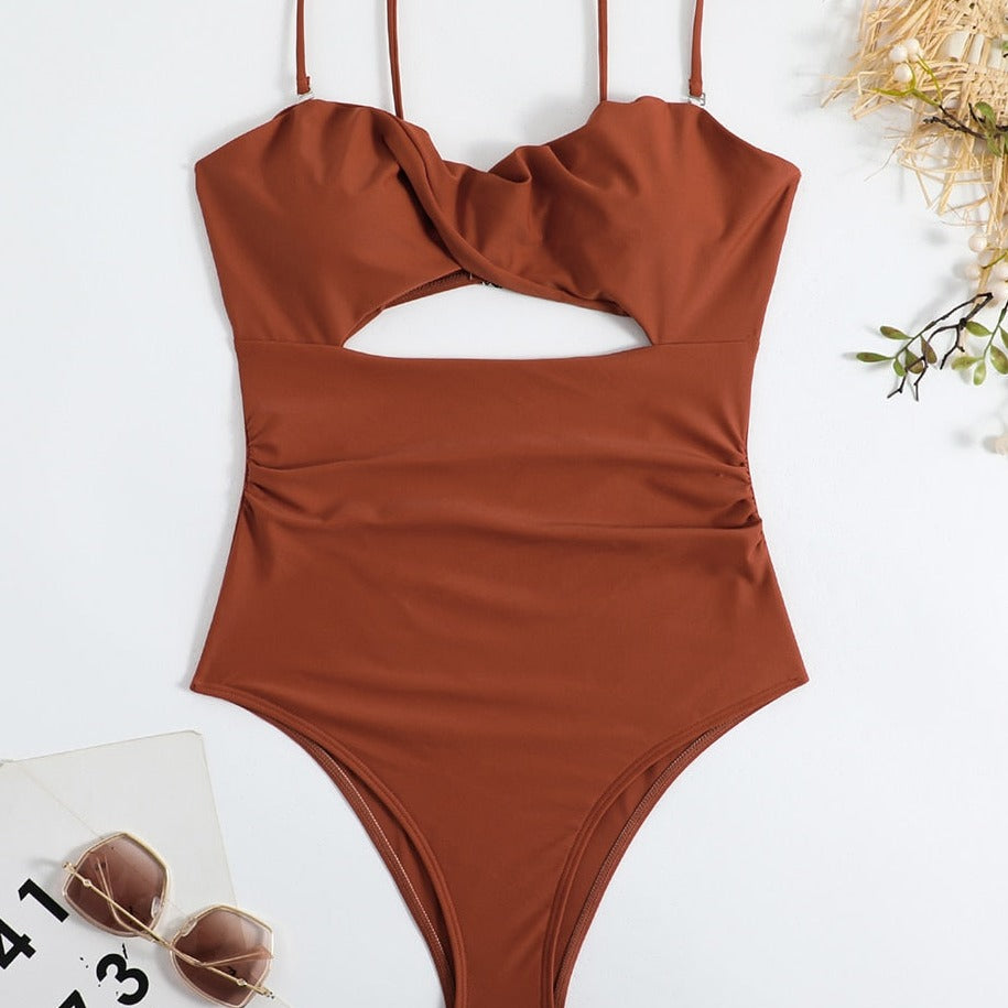 Monokini jednoczęściowy strój kąpielowy z wycięciem