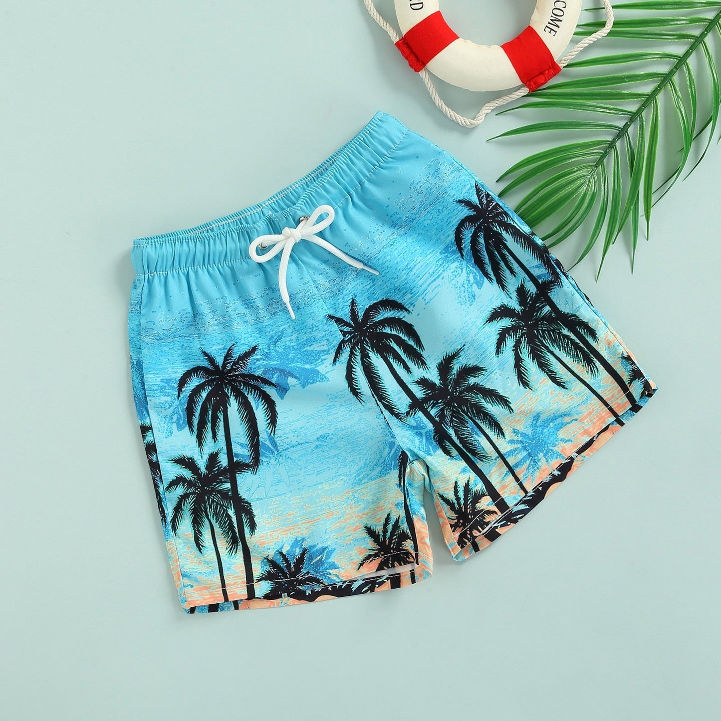 Niebieski Szorty kąpielowe w palmy dla chłopca