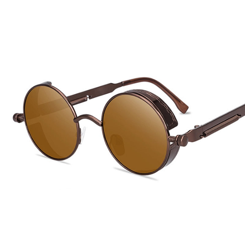 Okrągłe okulary przeciwsłoneczne w stylu steampunk - Brązowy / Uniwersalny