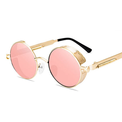 Okrągłe okulary przeciwsłoneczne w stylu steampunk - Różowy / Uniwersalny