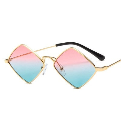 Okulary przeciwsłoneczne w kształcie rombu - Niebiesko-różowy / Uniwersalny