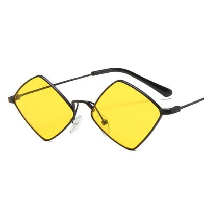 Okulary przeciwsłoneczne w kształcie rombu - Żółty / Uniwersalny