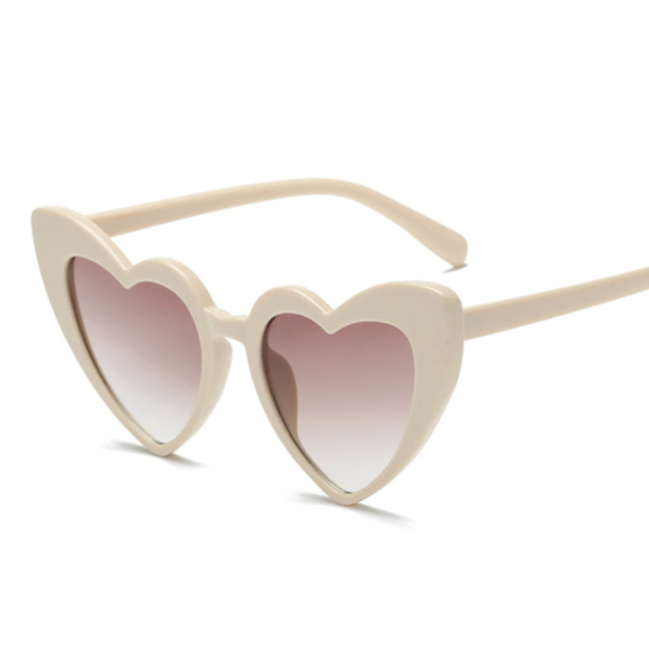Okulary przeciwsłoneczne w kształcie serca - Beżowy / Uniwersalny