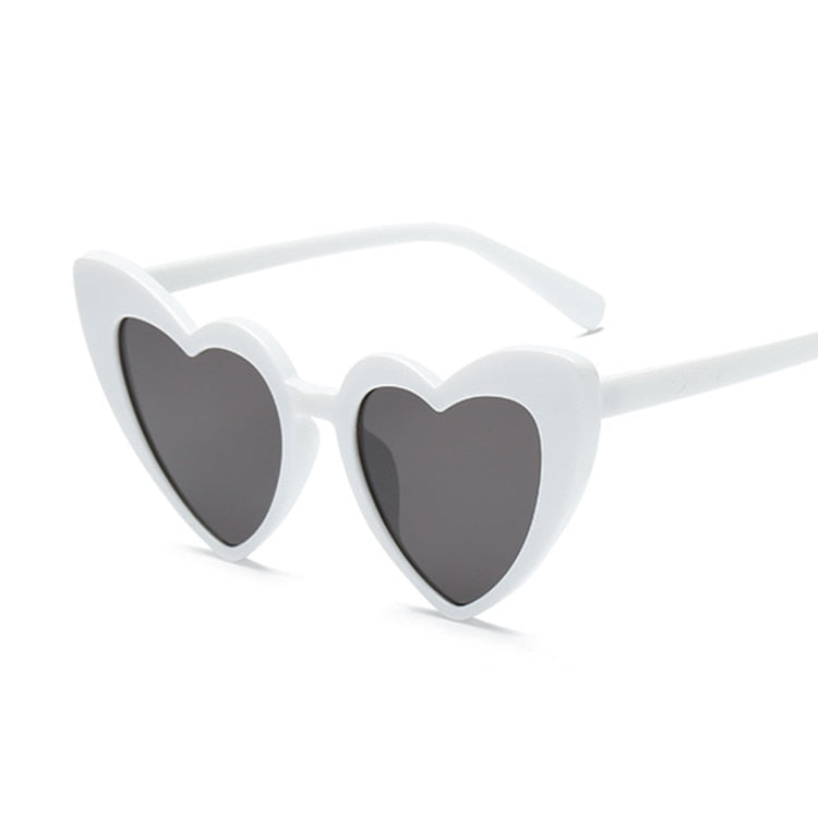 Okulary przeciwsłoneczne w kształcie serca - Biały / Uniwersalny