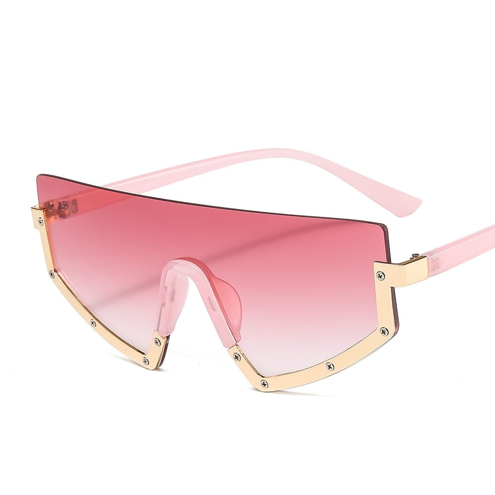 Okulary przeciwsłoneczne w nietypowym kształcie - Różowy / Uniwersalny