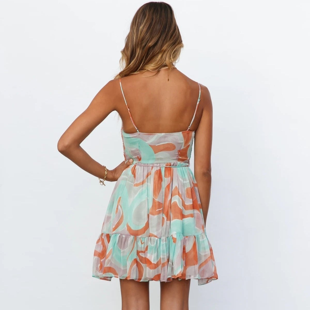 Sukienka letnia mini z elastyczną górą