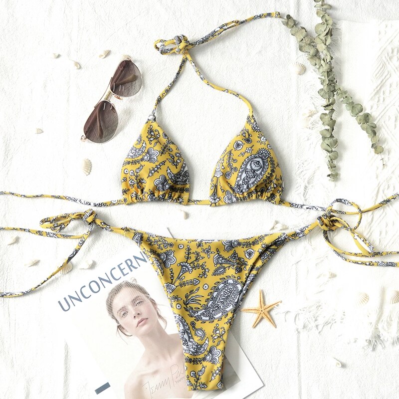 Wiązany dwuczęściowy strój kąpielowy mikro bikini