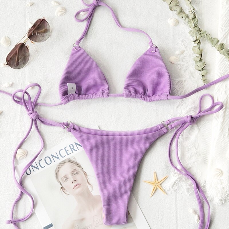 Wiązany dwuczęściowy strój kąpielowy mikro bikini