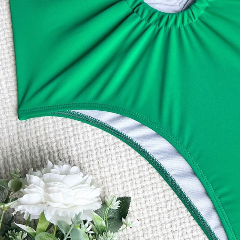Zielone monokini jednoczęściowy strój kąpielowy z wiązaniem