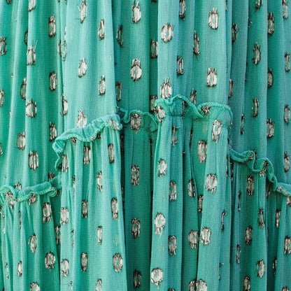 Zwiewna turkusowa sukienka letnia maxi