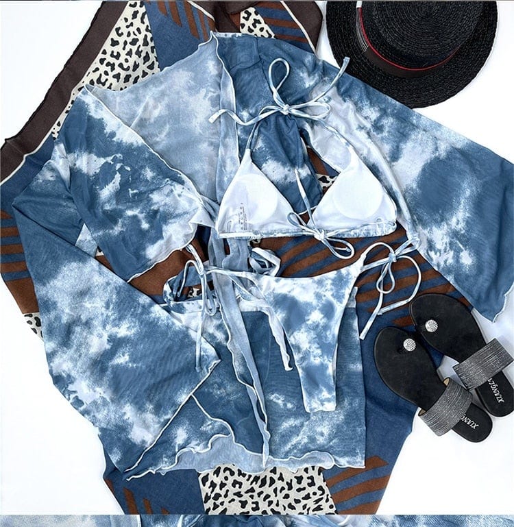 Zestaw bikini z modnym wzorem tie dye