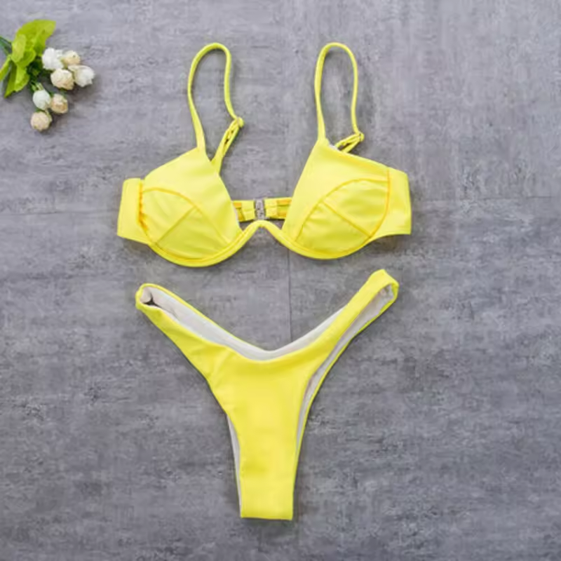 Dwuczęściowy strój kąpielowy bikini z biustonoszem typu plunge