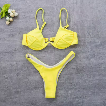 Dwuczęściowy strój kąpielowy bikini z biustonoszem typu plunge