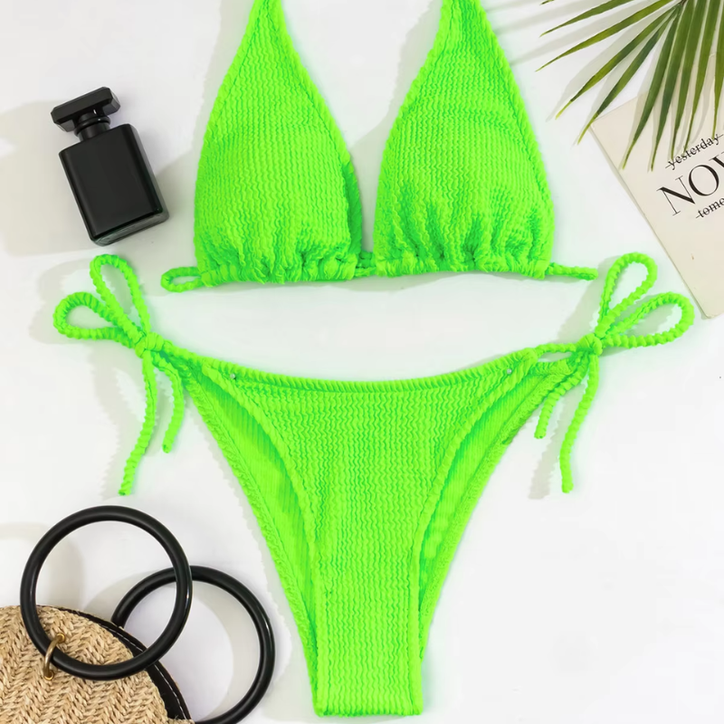 Dwuczęściowy strój kąpielowy bikini w prążki